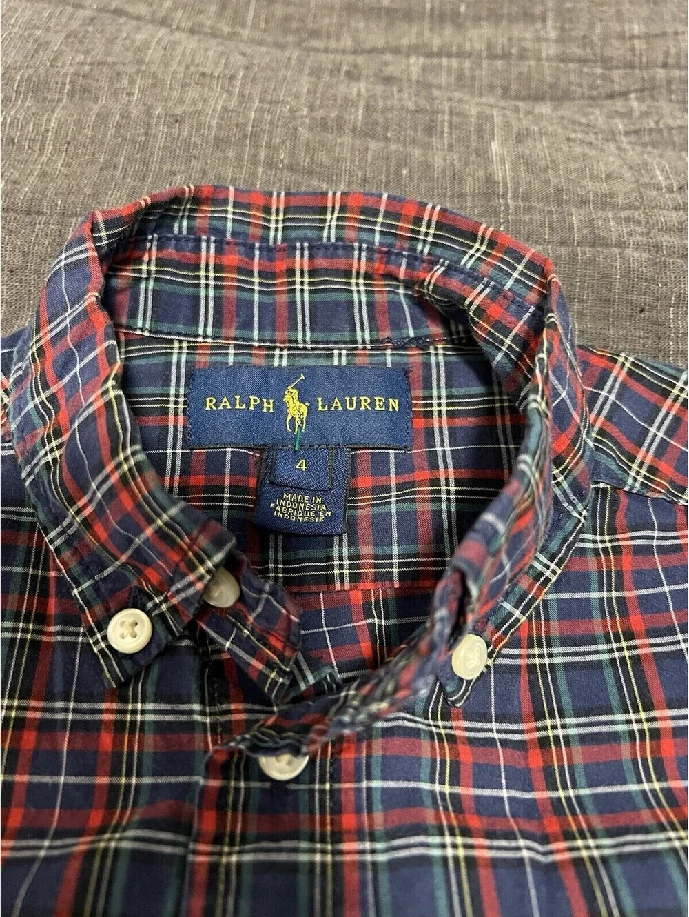 Ralph Lauren Blue & Red Plaid Dress Shirt Red Pony L/S Boys size 4